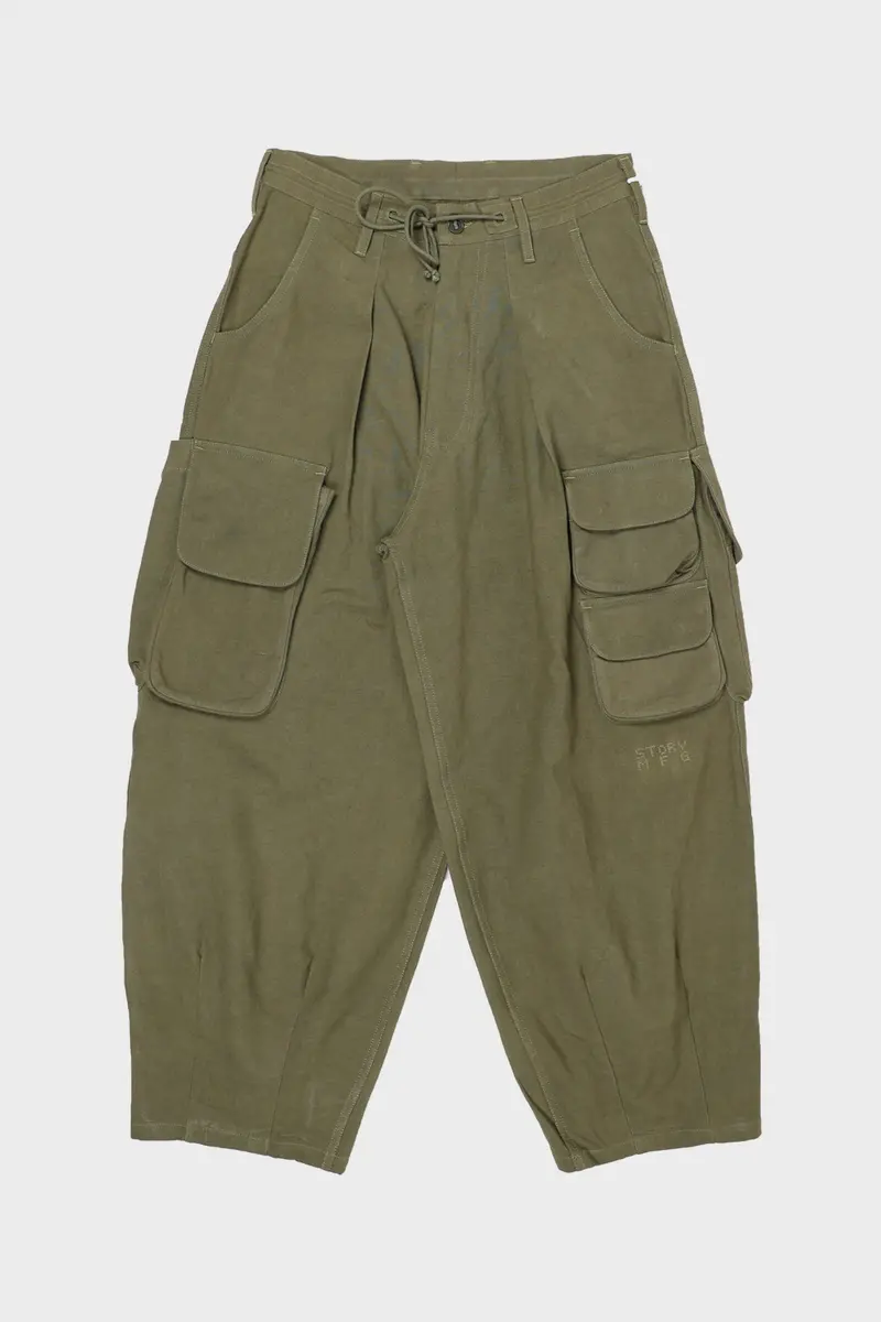 Olive Slub Forager Pant – Relaxed-Fit Workwear Trousers 1