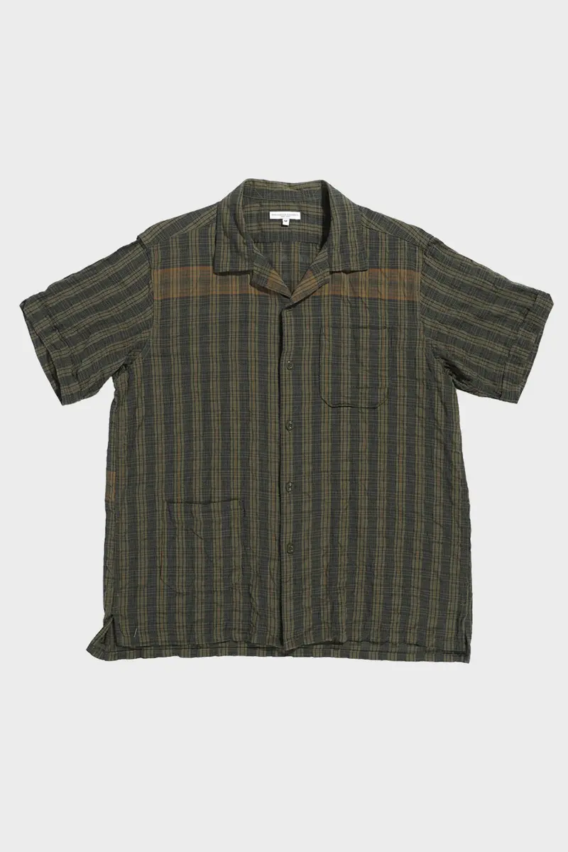 Olive Small Seersucker Camp Shirt – Textured Warm-Weather Top 1