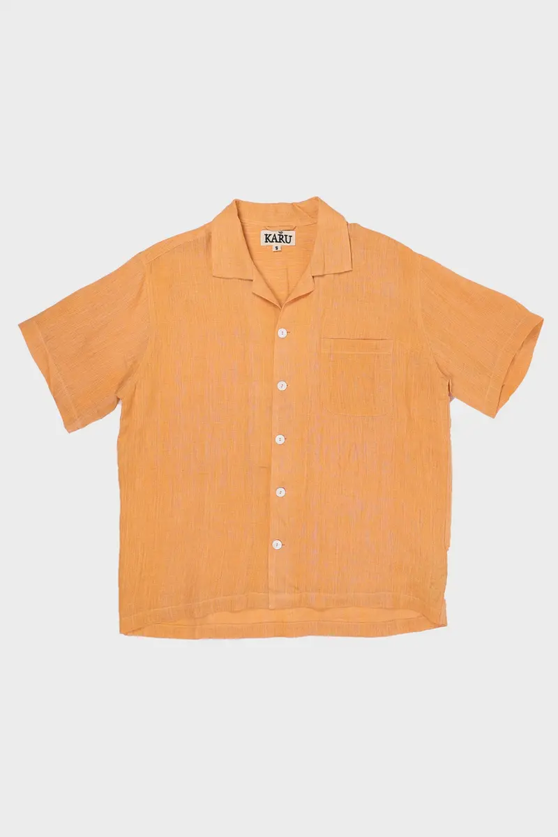 Orange Linen Camp Shirt 1