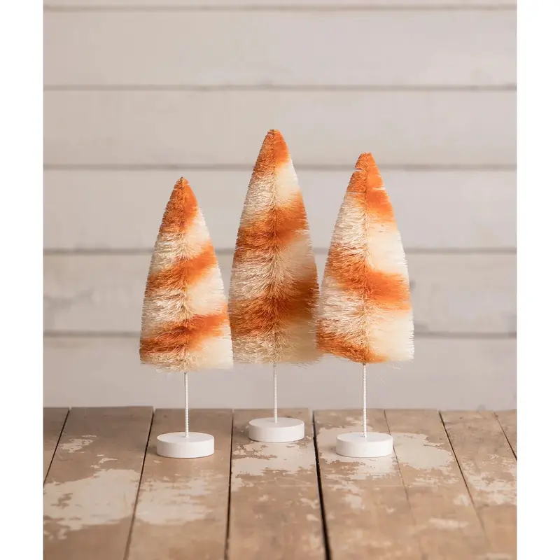Orange-Striped Bottle Brush Tree Decor 1