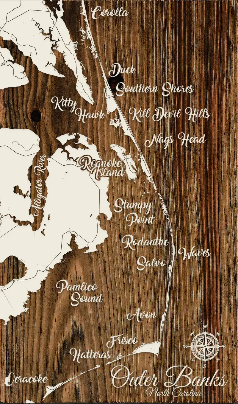 Outer Banks, Nc Illustrated Map – Papier Blanc Edition 1