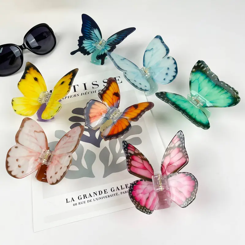 Oversized Butterfly Hair Clip With Metallic Finish 1