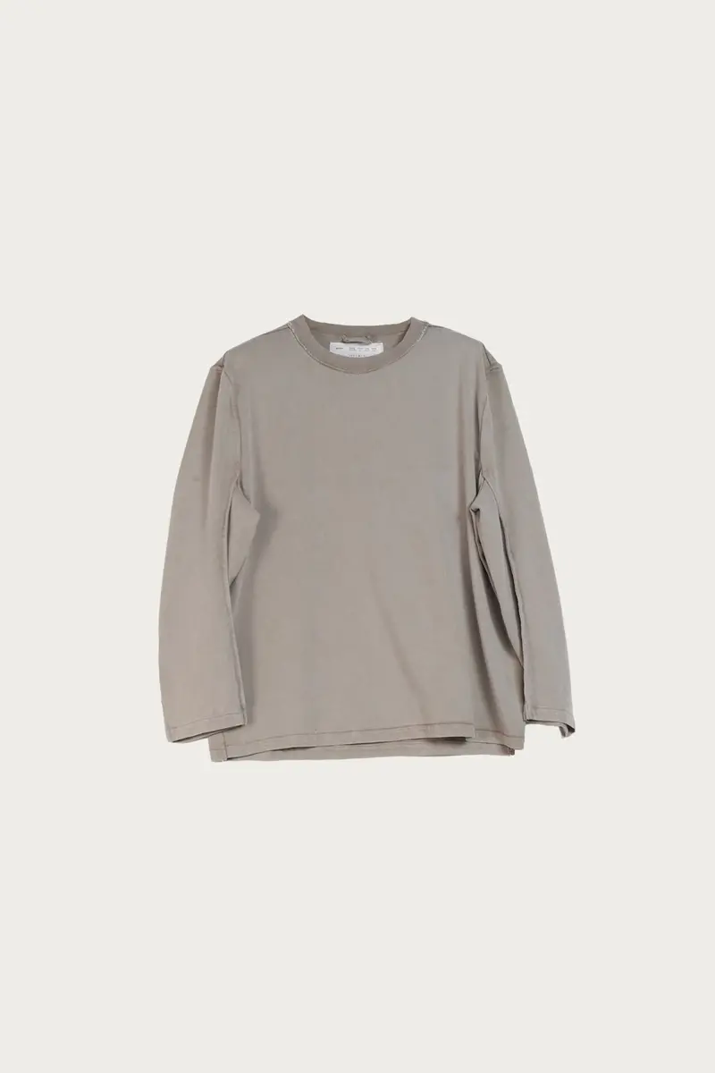 Oversized Long-Sleeve Tee – Taupe Heavy Jersey 1