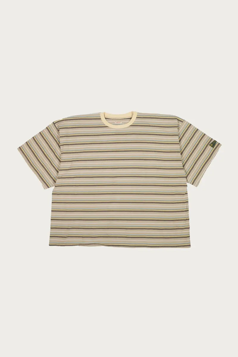 Oversized Multi-Stripe Jersey Tee – Beige And Brown Contrast 1