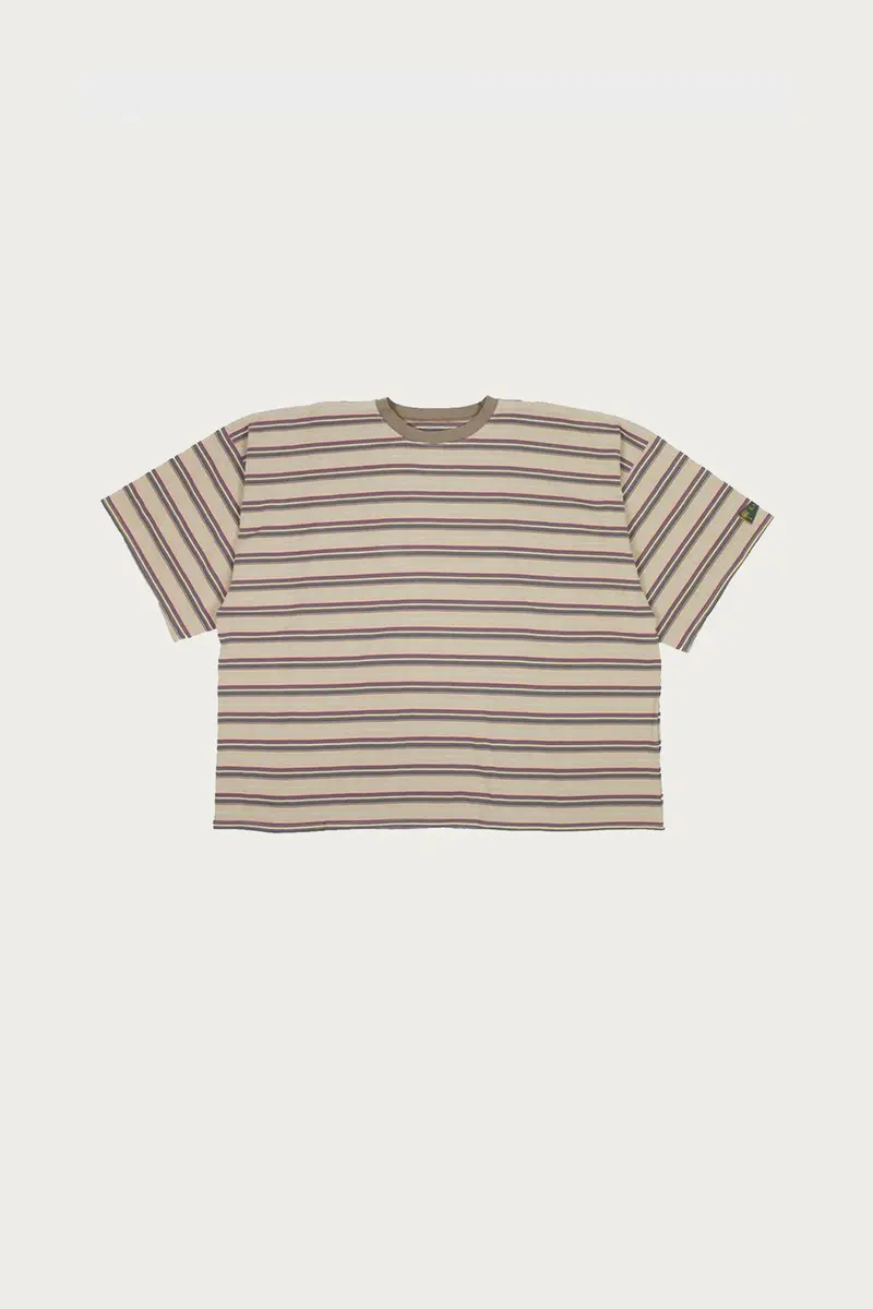 Oversized Multi-Stripe Jersey Tee – Beige And Navy Combo 1