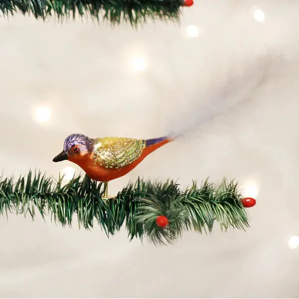 Painted Bunting Bird Clip-On Ornament – Vibrant Wildlife Detail 1