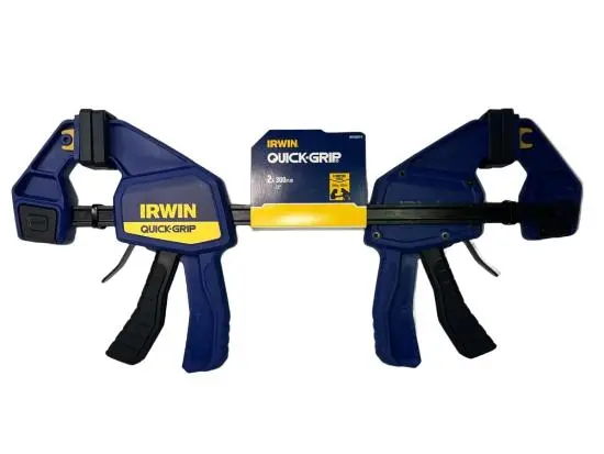 Pair Of Irwin Quick-Grip 12" Trigger Bar Clamps – 300 Lb Clamping Force, Spreader Function 1