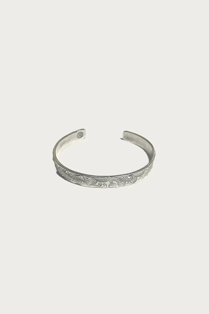 Paisley Motif Stamped Metal Bangle 1