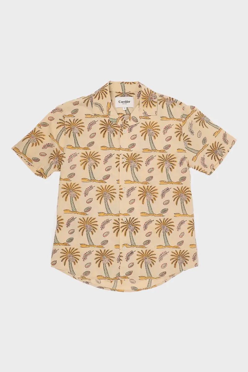 Palm Handblock Cotton Shirt In Natural Dye 1