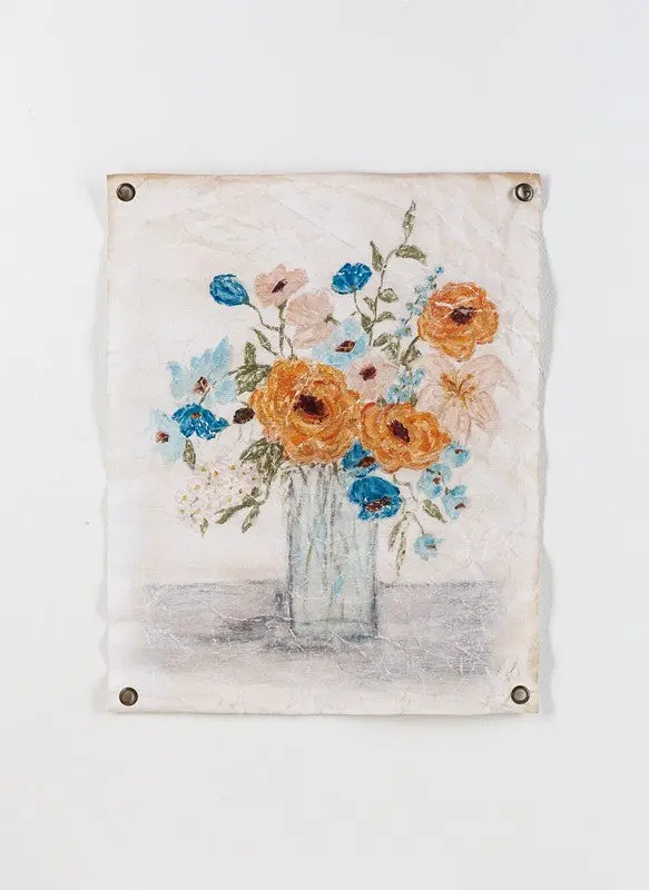 Paper-Cut Floral Arrangement In Vase – Coral & Blue 1