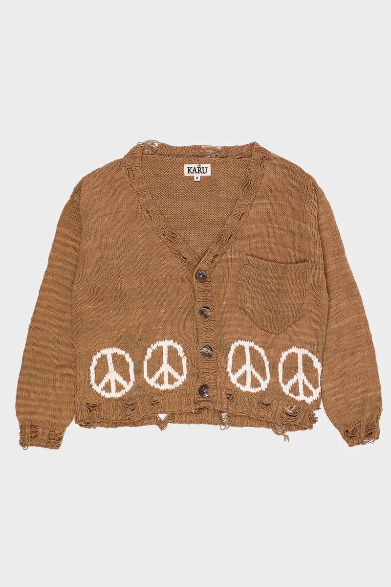 Peace Intarsia Hand-Knit Cardigan – Naturally Dyed 1