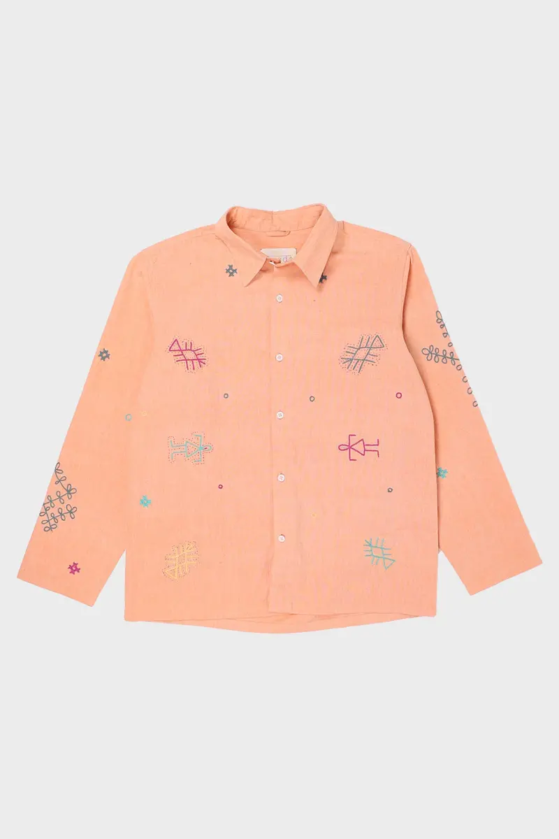Peach Kutch-Embroidered Shirt 1