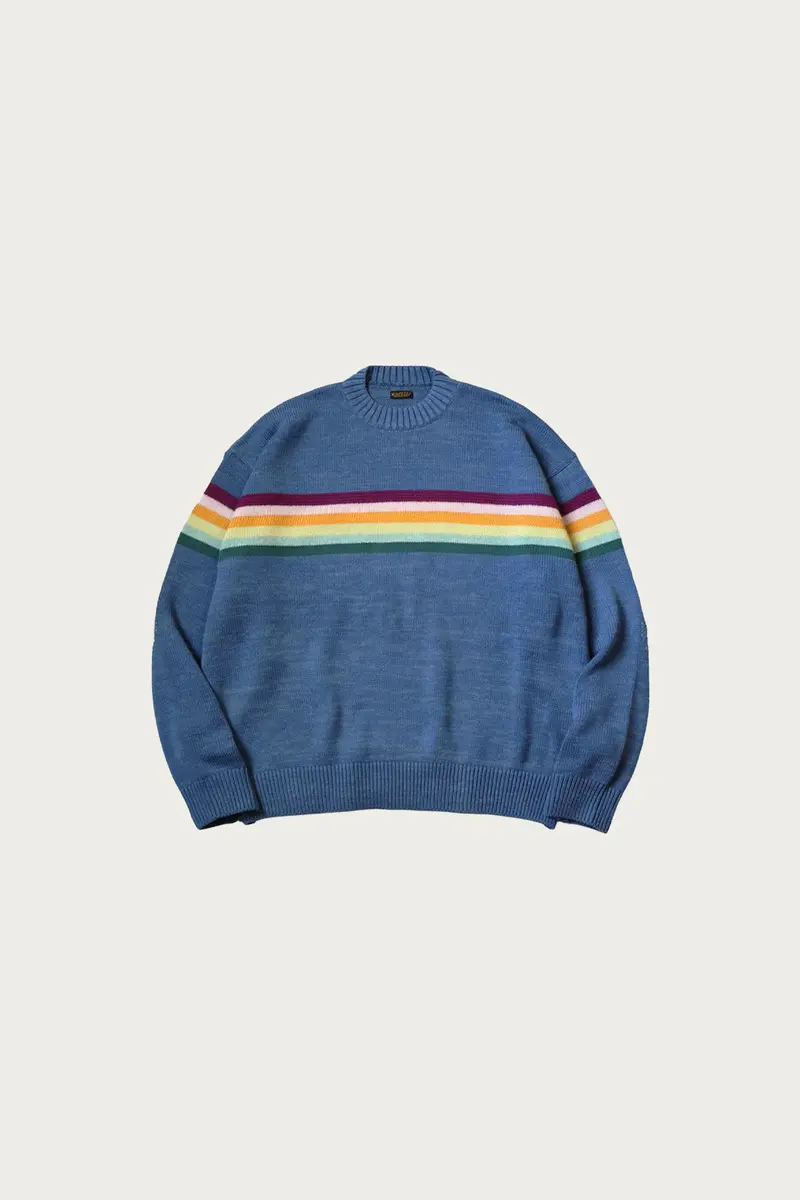 Peckish Raibow Crew Sweater – 5G Cotton Solid Blue 1