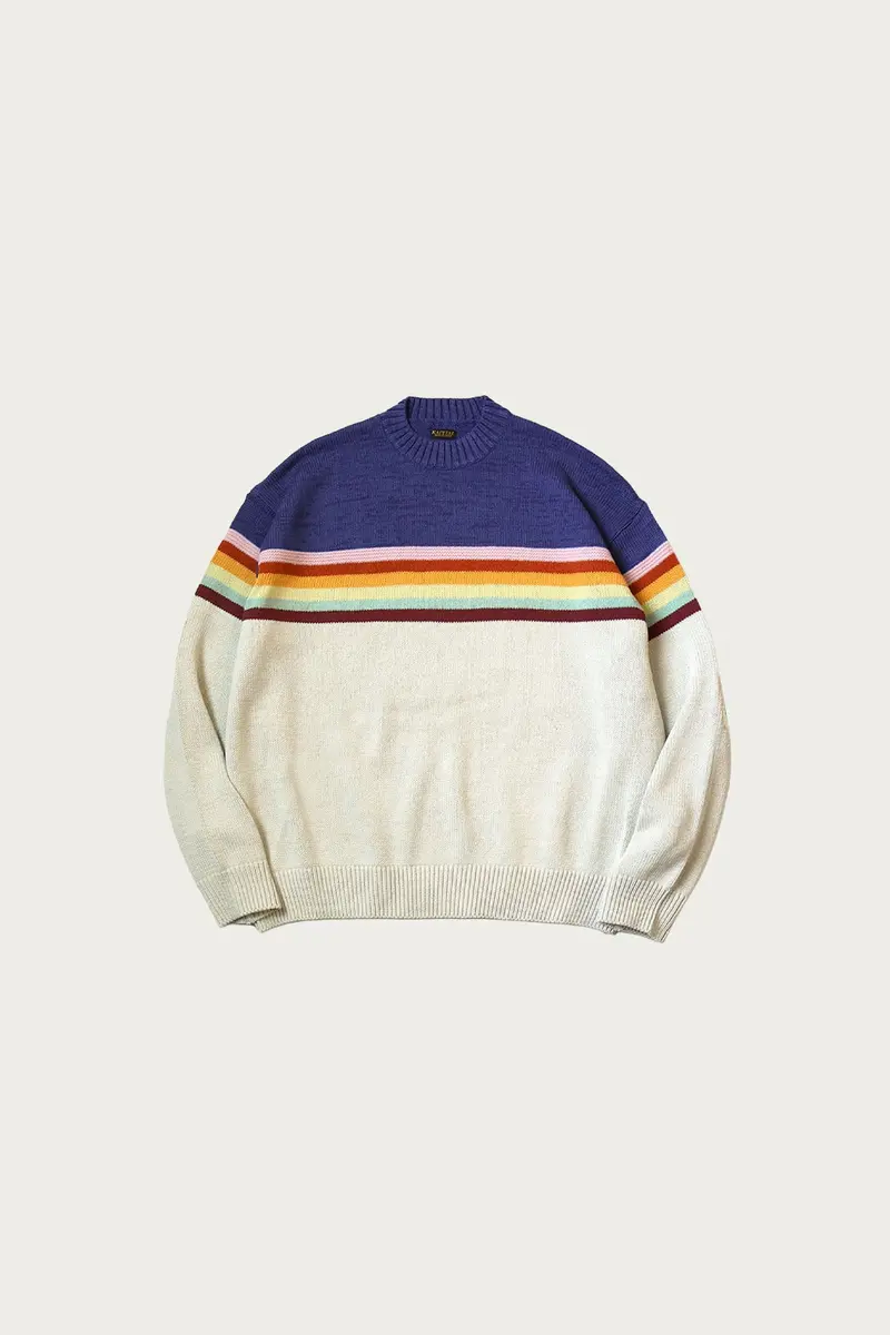 Peckish Raibow Crew Sweater – 5G Cotton Two-Tone Aubergine 1