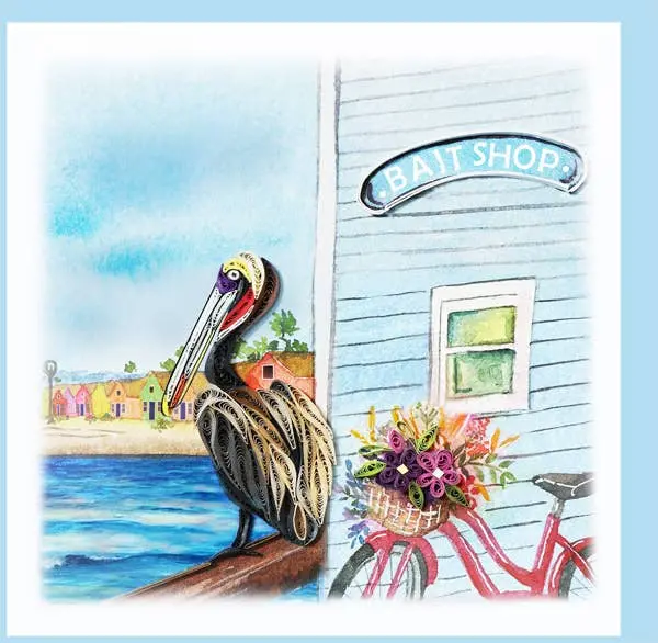 Pelican At The Bait Shop Quilled Card 1
