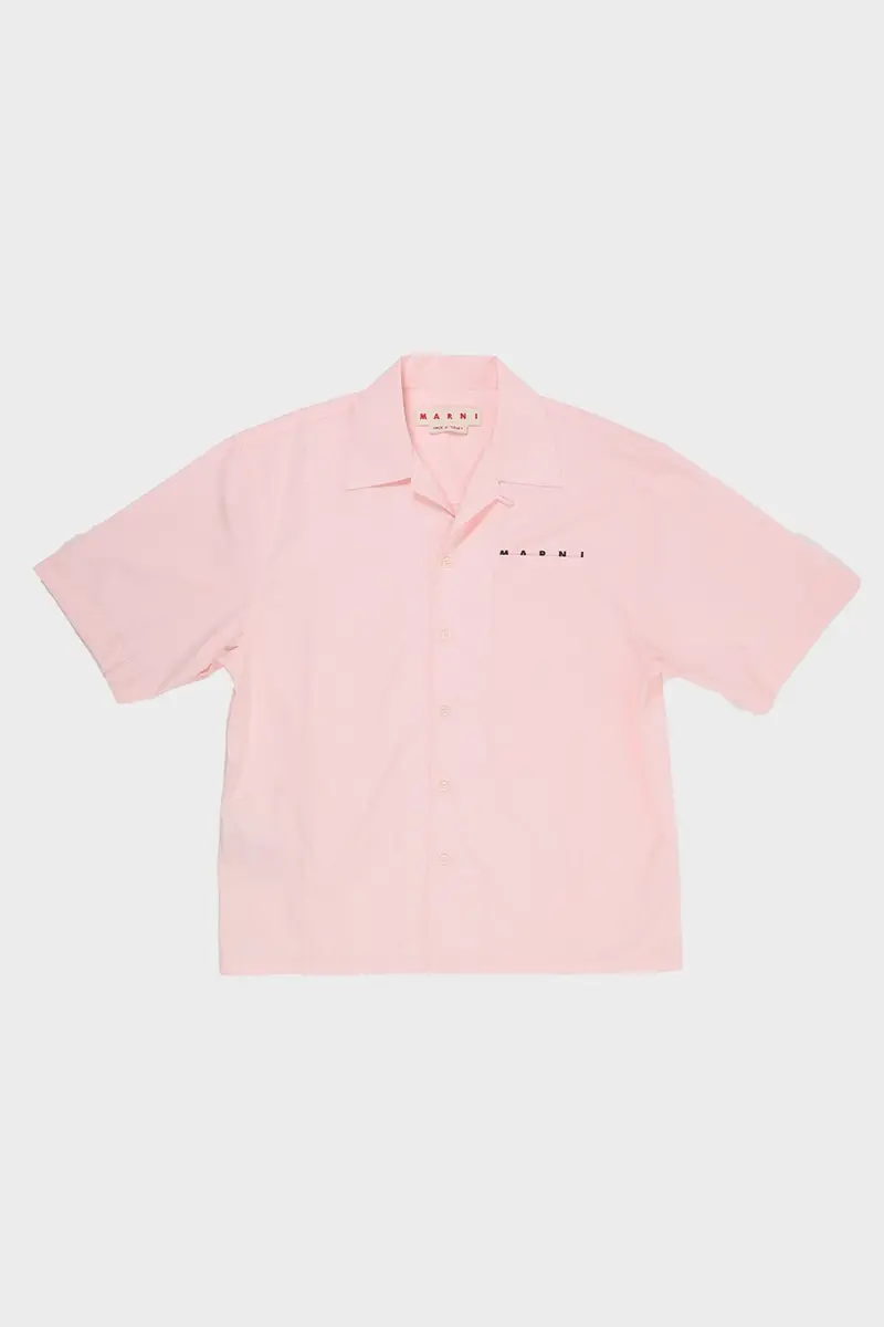 Pink Gummy Poplin Logo Camp Shirt 1