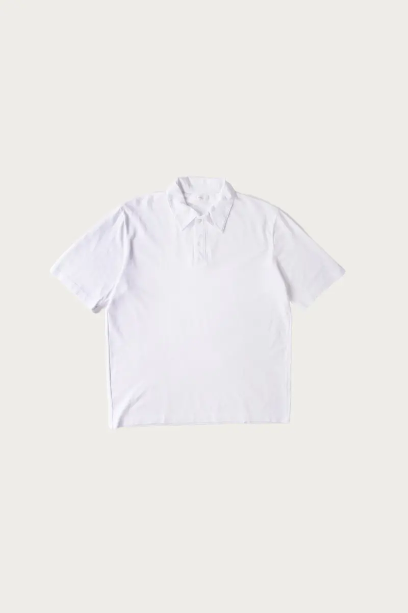 Pique Two-Button Polo Shirt – Crisp White Cotton 1