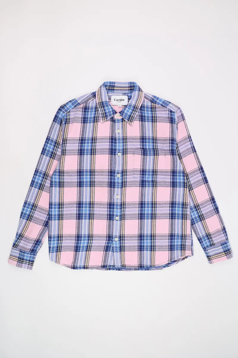Plaid Flannel Long Sleeve In Soft Pink 1