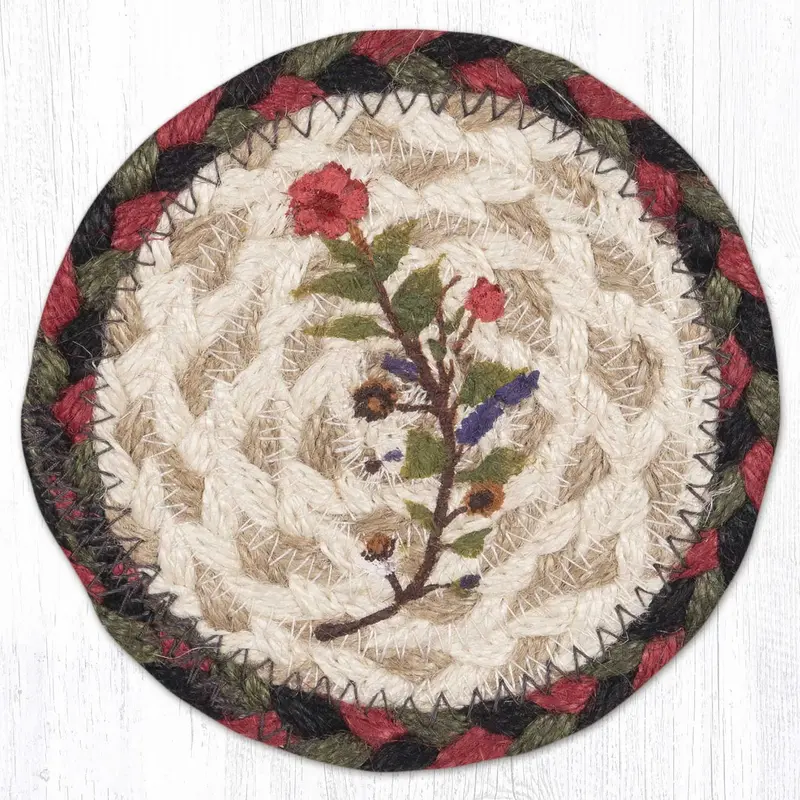 Plant-Themed Jute Coaster – 5-Inch Eco-Friendly Design 1