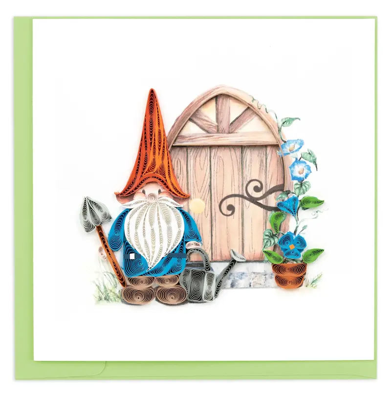 Playful Garden Gnome Quilling Art Card 1