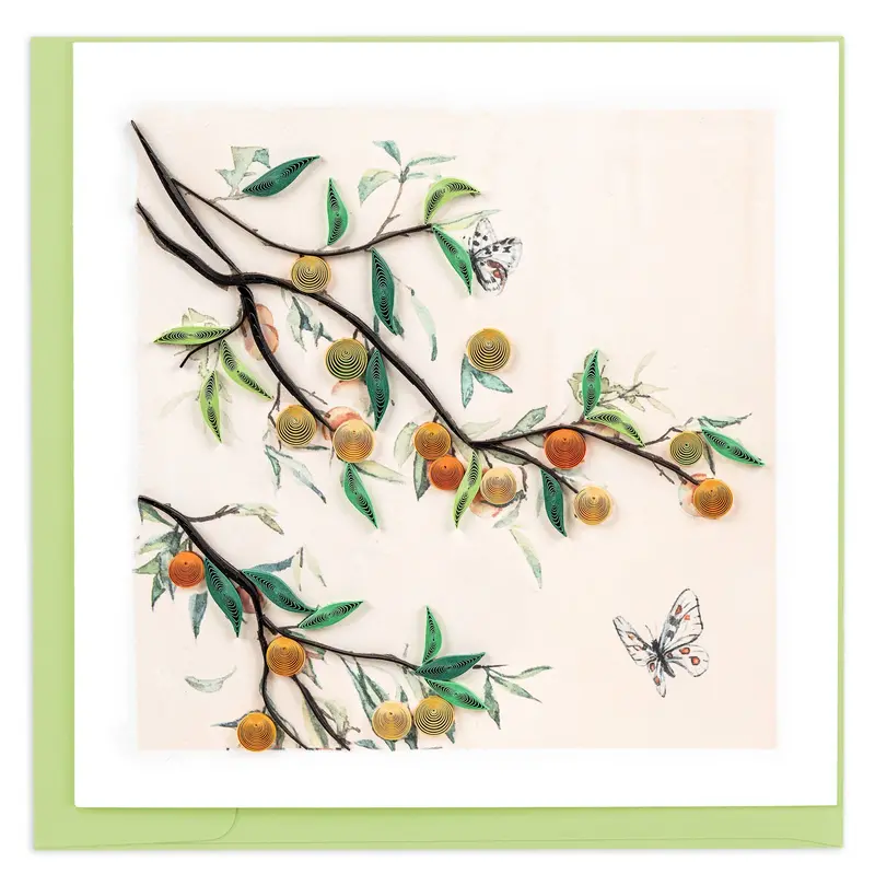 Plum Branch And Butterflies Quilled Greeting Card 1