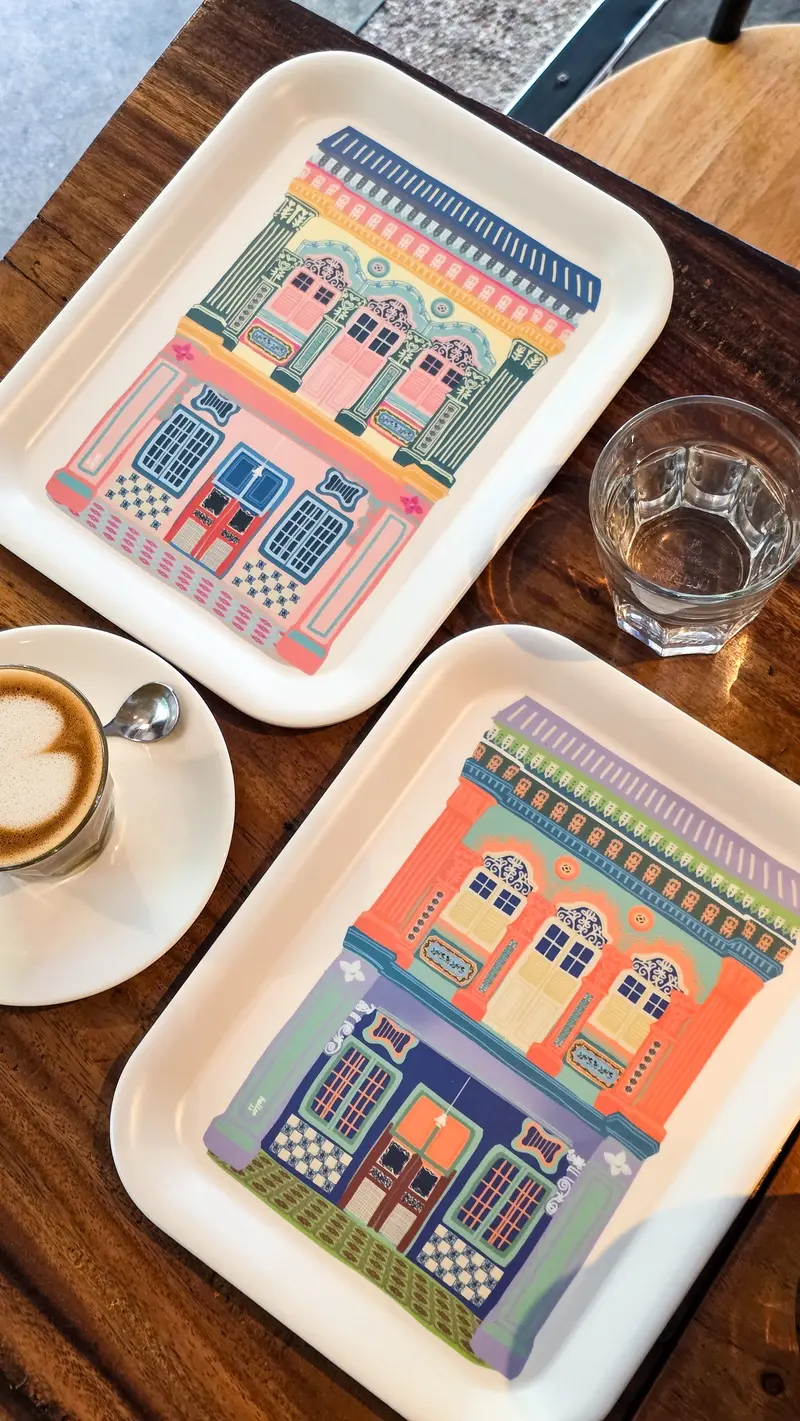 Pop Art Shophouse Bamboo Tray – Vibrant Color Edition 1
