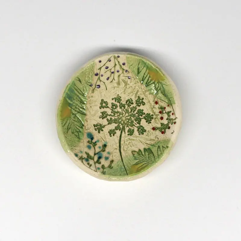 Pressed Flower Ceramic Serving Dish – Multicolored Design 1