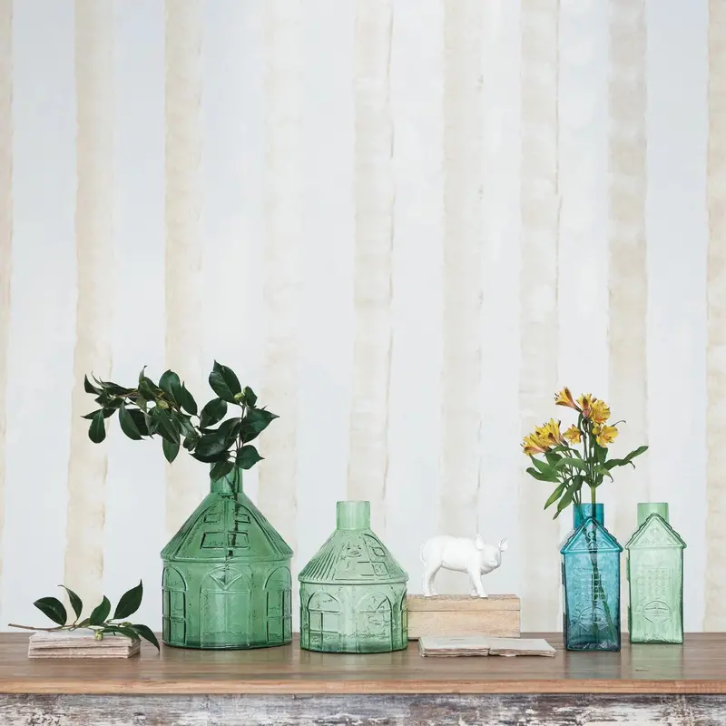 Pressed Glass House-Shaped Vase – Two Color Choices 1