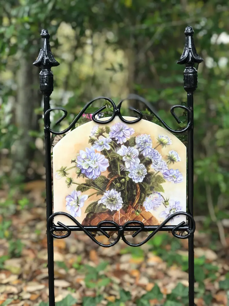 Purple Dahlia Outdoor Garden Decor Sign 1