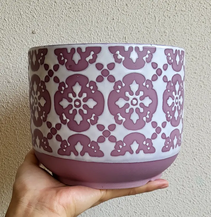 Purple Geometric Tile Ceramic Pot 1