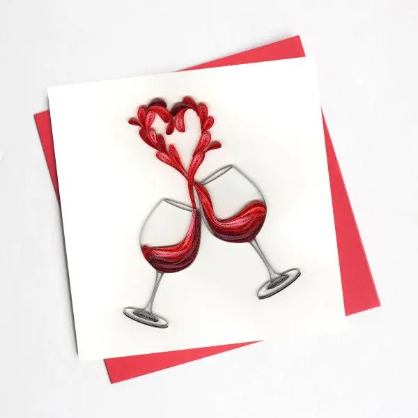 Quilled 'A Toast To Love' Greeting Card 1