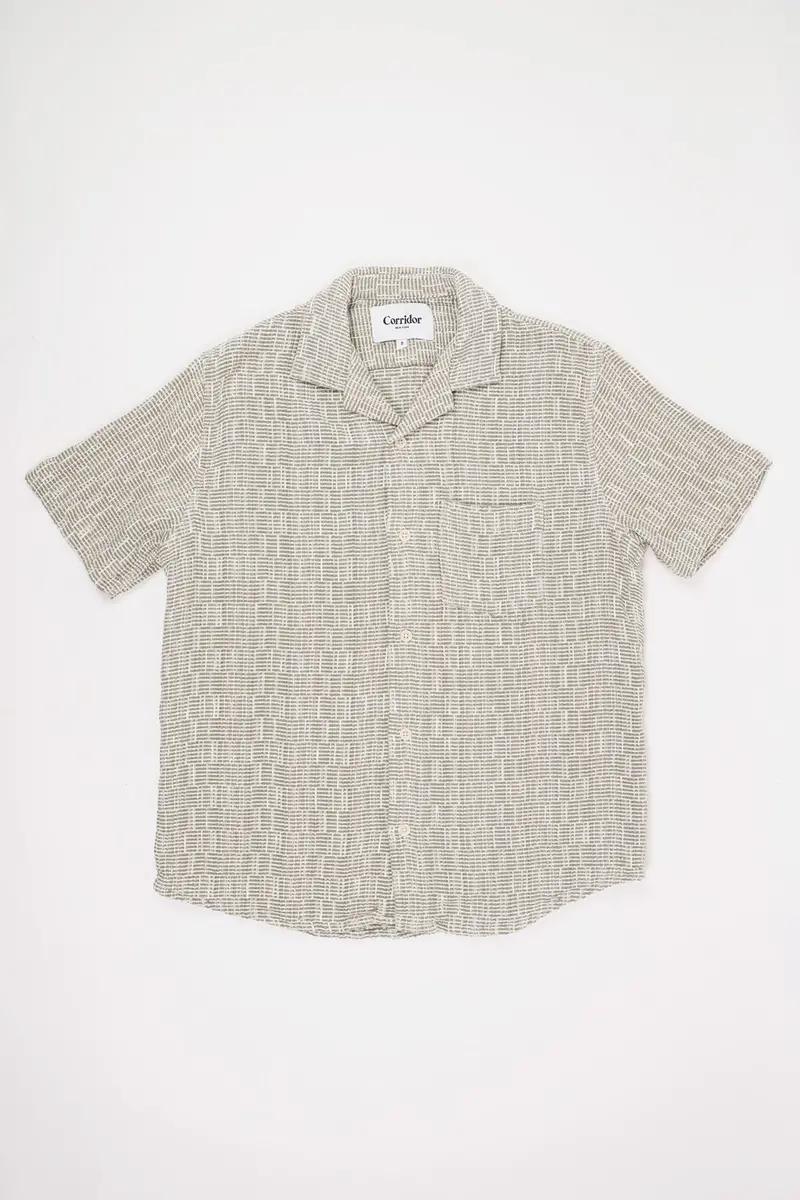 Rainbow Weave Camp Collar Shirt In Army Green 1