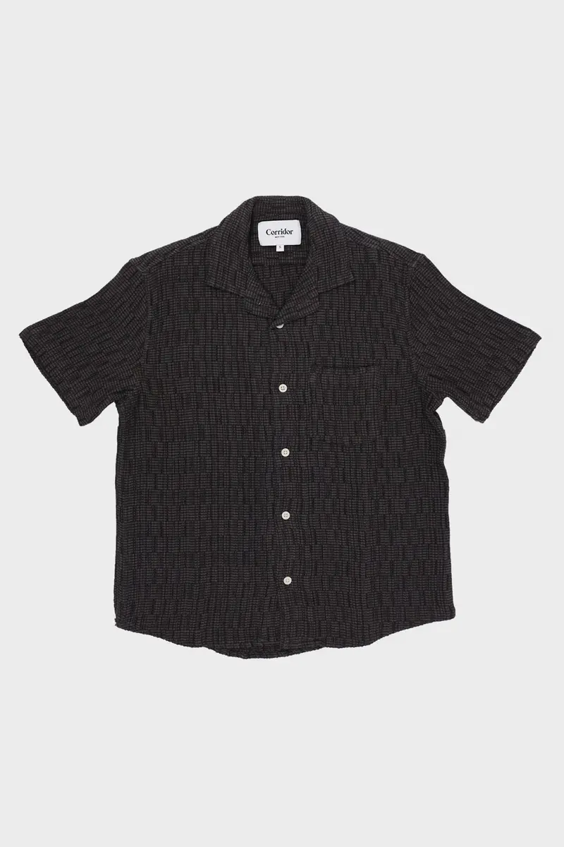 Rainbow Weave Camp Collar Top In Black 1