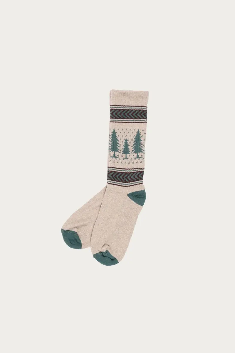 Recycled Cotton Jacquard Socks – Evergreen Pines Pattern 1