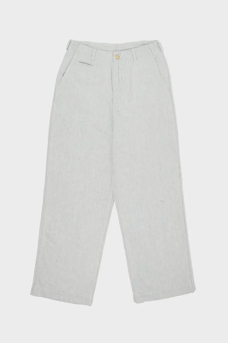 Recycled Denim Military Trousers In Dull Denim 1
