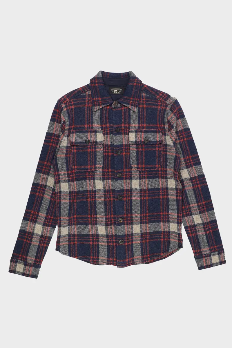 Red/Blue Multi Wool-Cotton Matlock Sweater Workshirt 1