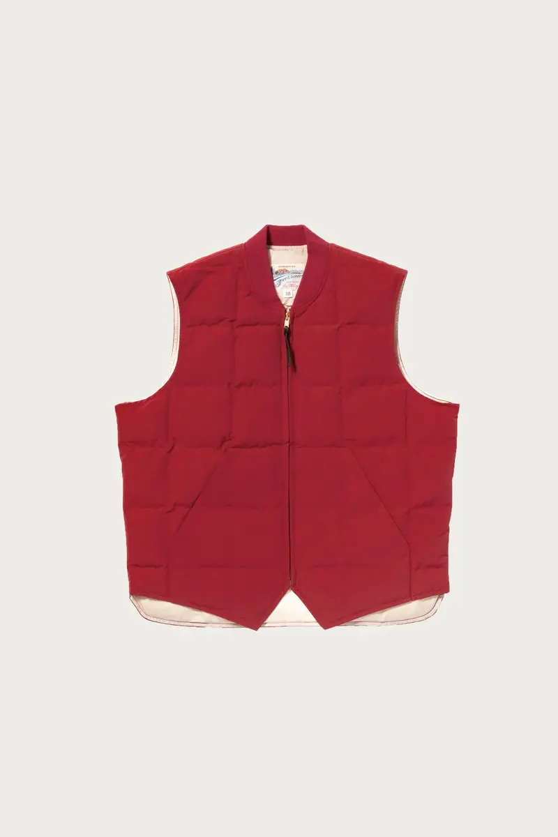 Red Insulated Cotton-Nylon Down Vest 1