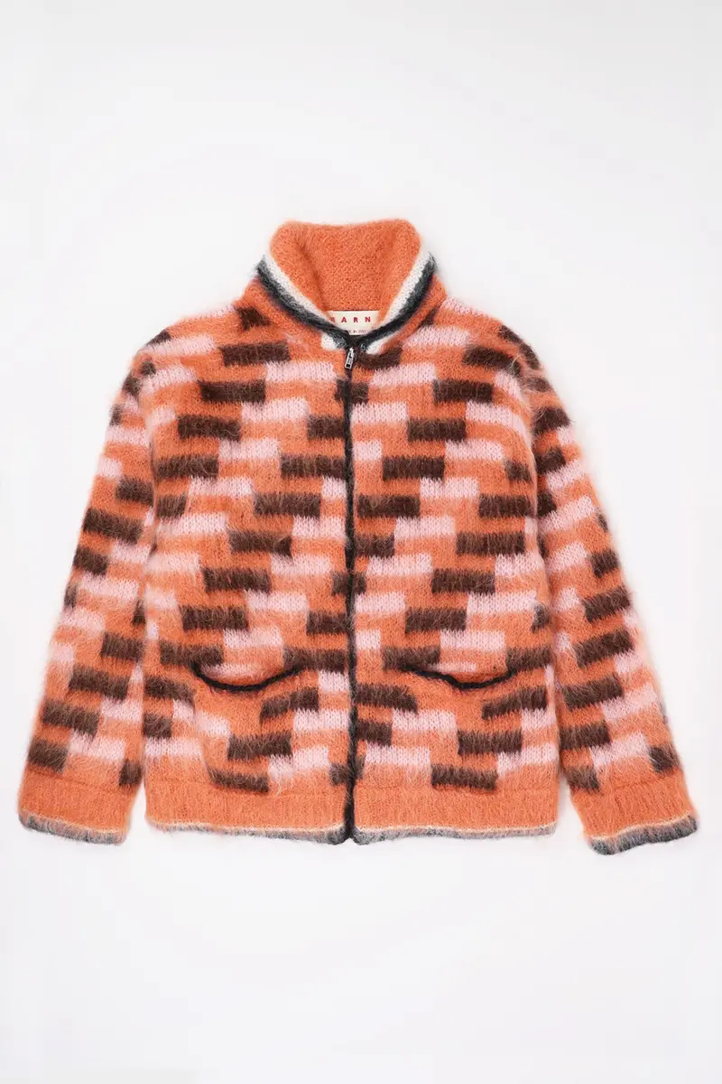 Red Mohair Zipped Jacket 1