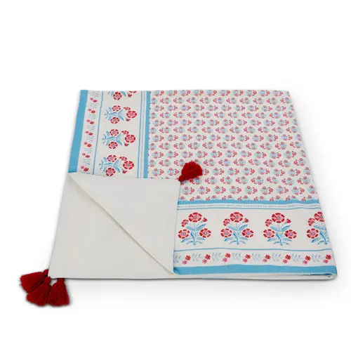 Red Mughal-Inspired Floral Tablecloth 1