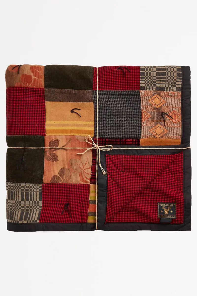 Red Multi-Pattern Patchwork Quilt Blanket 1