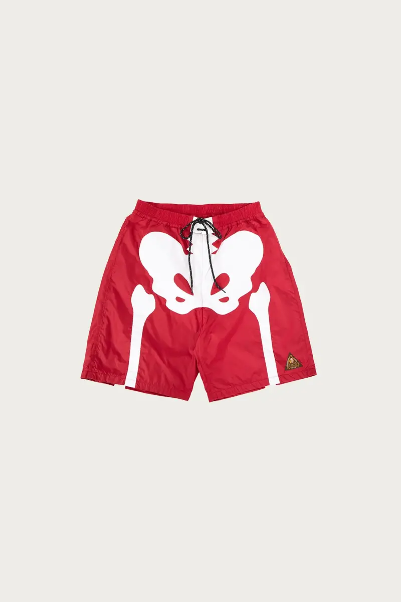 Red Nylon Swim Brief In Bone Tone 1