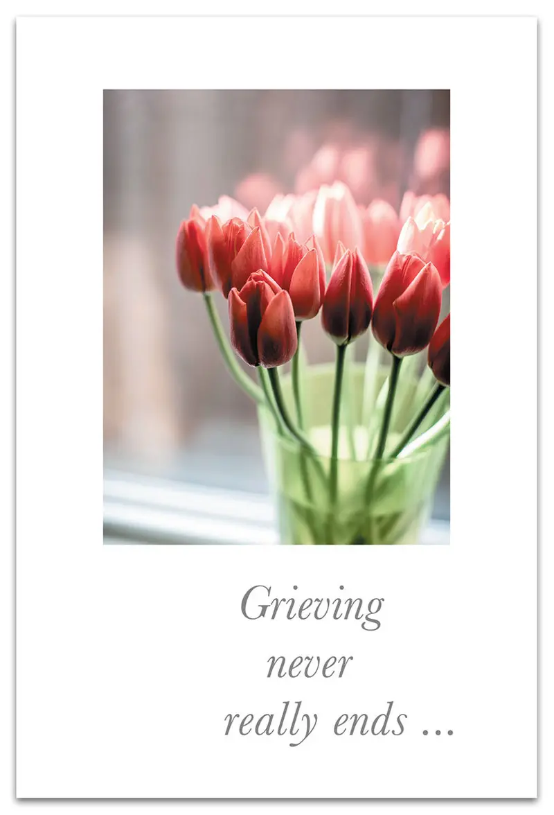 Red Tulips In Vase Condolence Card 1