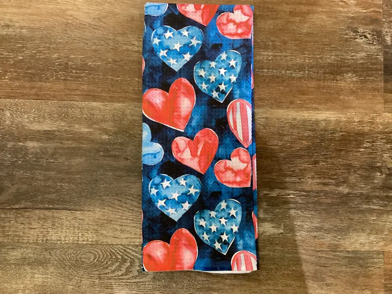 Red White And Blue Heart Design Eco Dishtowel 1