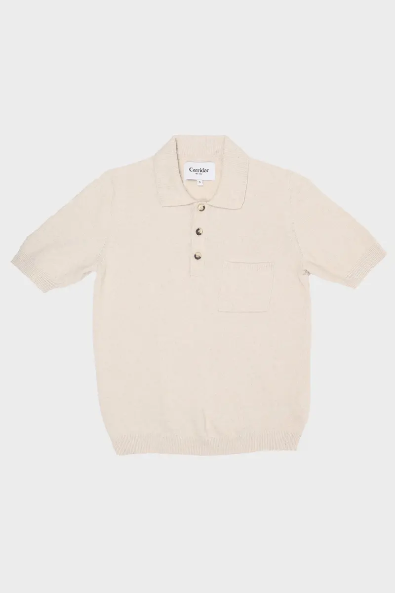 Relaxed-Fit Knit Polo In Natural 1