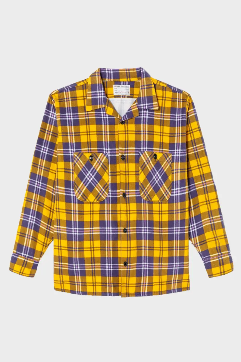 Retro 50S Plaid Shirt In Yellow And Purple 1