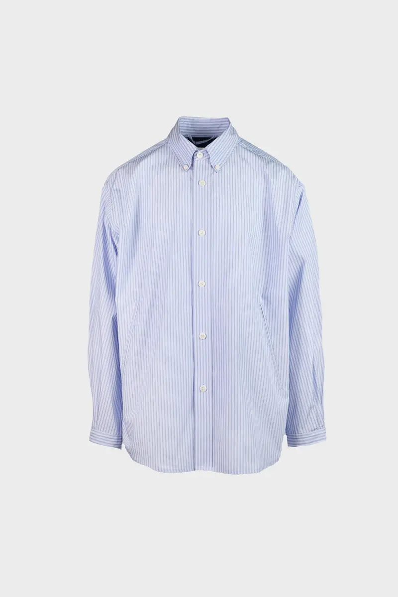 Retro-Inspired Cotton Button-Down – Classic Blue 1