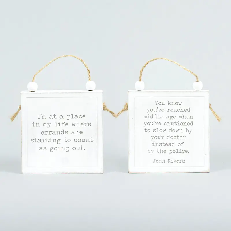 Reversible 4X4 Inch 'Slow Down' / 'Errands' Hanging Sign 1