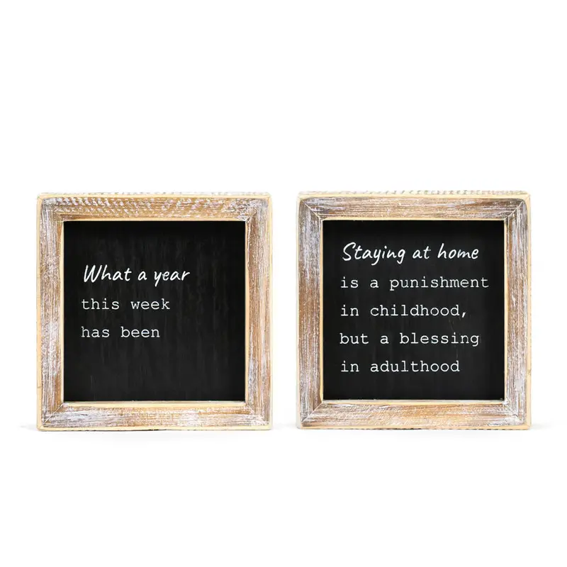 Reversible 5X5 Inch Year And Home Decor Sign 1