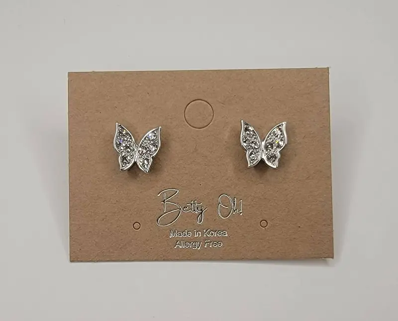 Rhinestone Butterfly Stud Earrings – Sparkling Insect Design 1