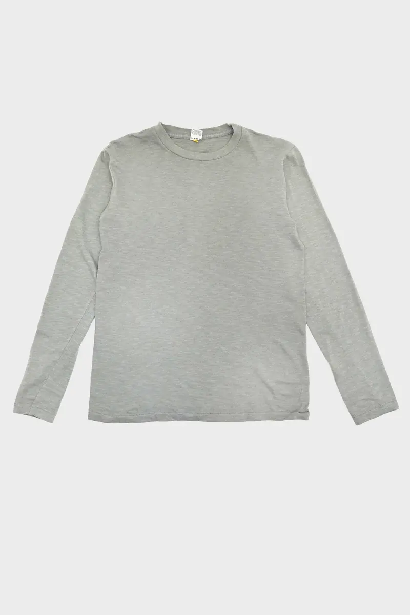 Rolled Long-Sleeve Tee – Soft Grey Knit 1